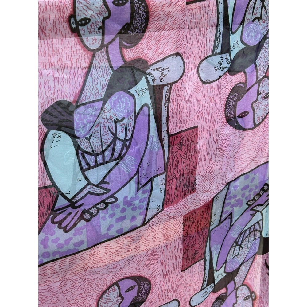 Picasso‎ Art Print Women's Neck Scarf Polyester Multicolored Abstract 19" x 50"